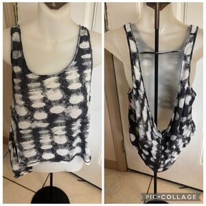 Size 6 Lululemon Seaside Dot Burnout Black Wandering Yogi Tank.  In VVGUC!